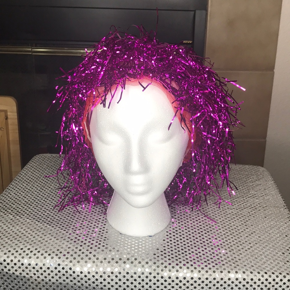 Pink/Purple Tinsel Wig